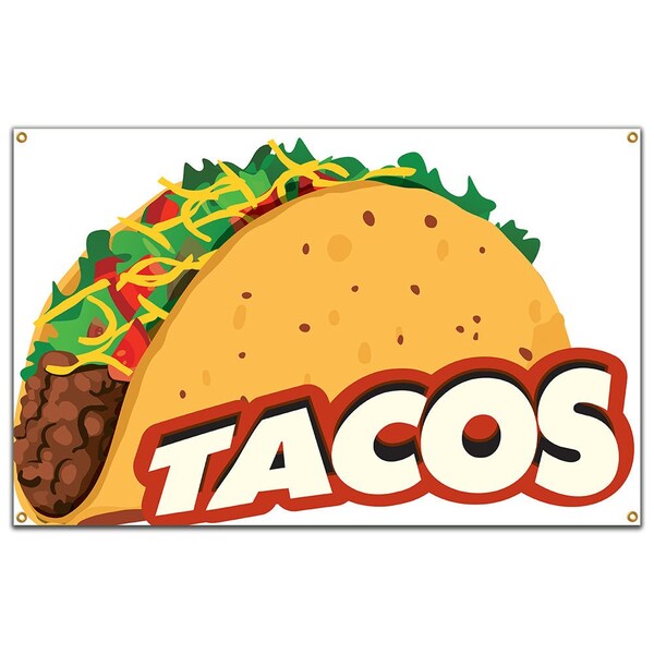 Tacos Banner Heavy Duty 13 Oz Vinyl with Grommets Single Sided